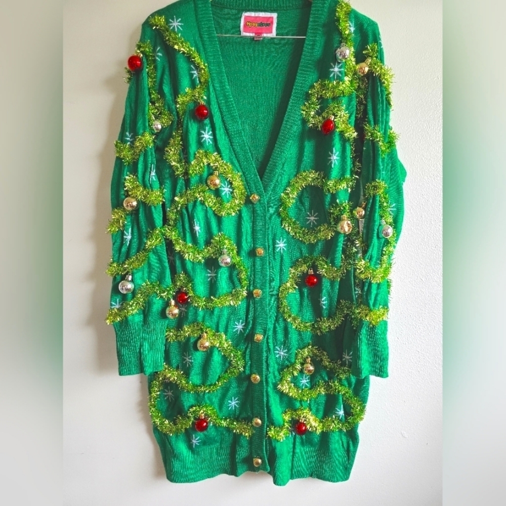 NWT! Tipsy Elves, Women's Gaudy Garland Sweater Dress, Size XL -$79.95 - Picture 4 of 10